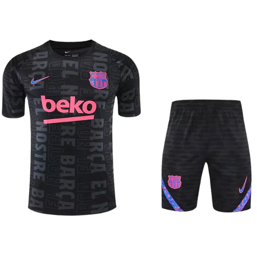 CONJUNTO TREINO BARCELONA CAMISA+SHORT - PRETO 2022/23