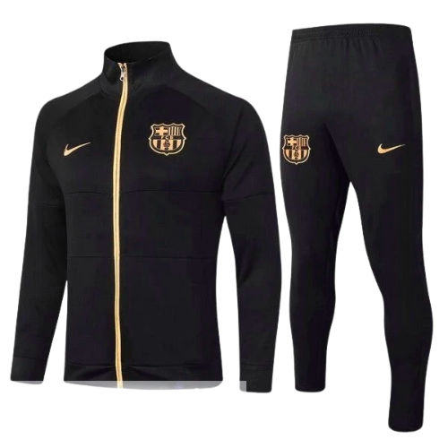 CONJUNTO TREINO BARCELONA JAQUETA+CALÇA - PRETO/OURO 2022/23