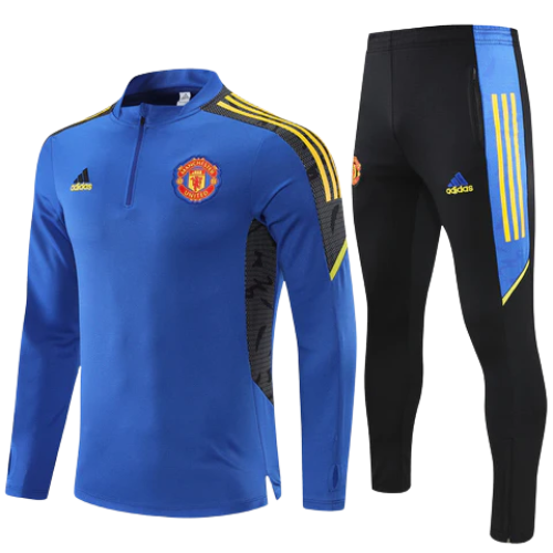 CONJUNTO TREINO MANCHESTER UNITED JAQUETA+CALÇA - AZUL/AMARELO 2021/22