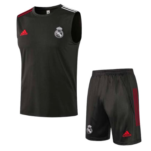 CONJUNTO TREINO REAL MADRID REGATA+SHORT - PRETO 2021/22