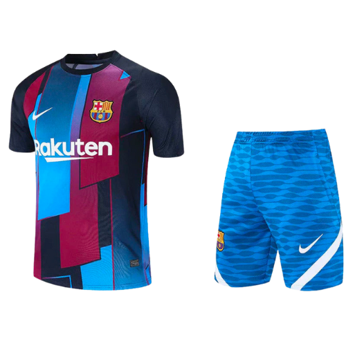 CONJUNTO TREINO BARCELONA CAMISA+SHORT - AZUL MODERN 2022/23