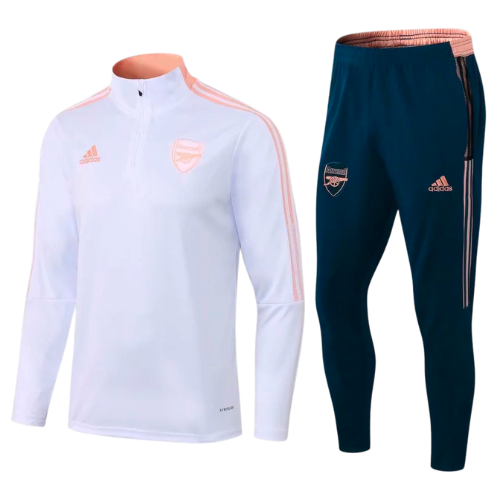 CONJUNTO TREINO ARSENAL JAQUETA+CALÇA - BRANCO/ROSA 2021/22