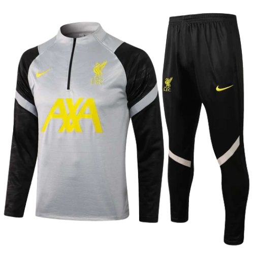 CONJUNTO TREINO LIVERPOOL JAQUETA+CALÇA - CINZA/AMARELO 2021/22