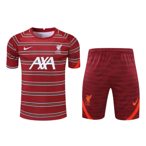 CONJUNTO TREINO LIVERPOOL CAMISA+SHORT - VERMELHO LISTRADO 2022/23