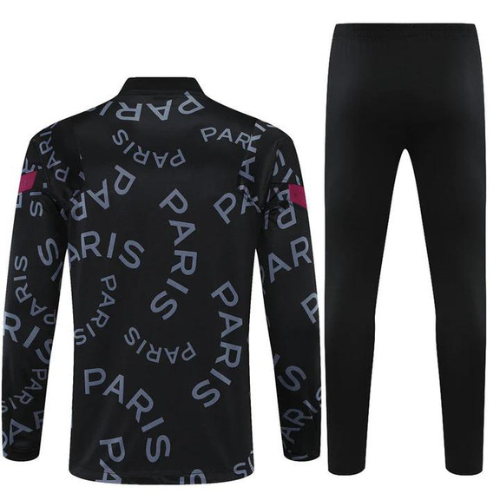 CONJUNTO TREINO PSG "PARIS" JAQUETA+CALÇA - PRETO/OURO 2021/22