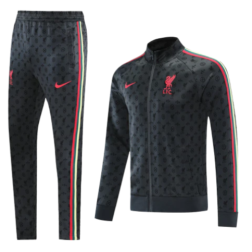 CONJUNTO TREINO LIVERPOOL JAQUETA+CALÇA - PRETO/VERMELHO 2021/22