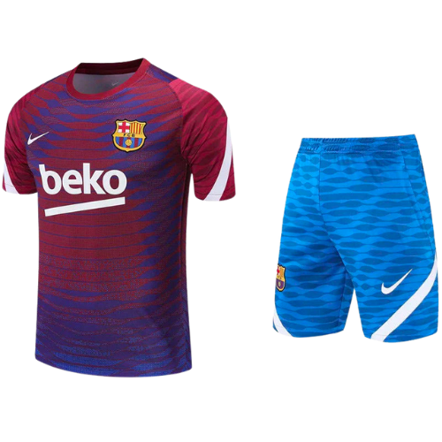 CONJUNTO TREINO BARCELONA CAMISA+SHORT - GRENÁ/AZUL 2022/23