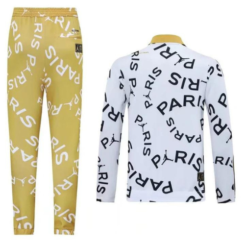 CONJUNTO TREINO PSG "PARIS" JAQUETA+CALÇA - BRANCO/OURO 2021/22
