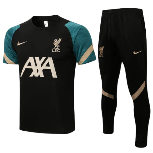 CONJUNTO TREINO LIVERPOOL CAMISA+CALÇA - PRETO/OURO 2022/23