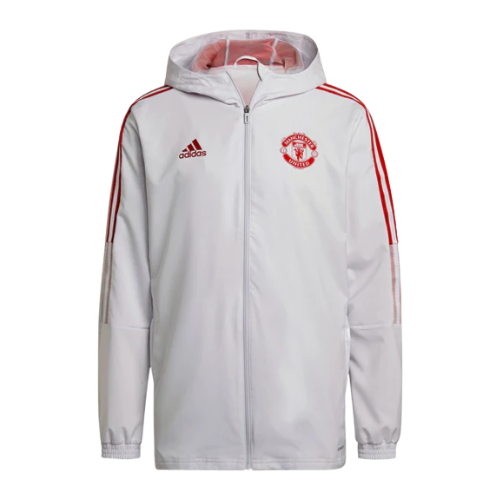 JAQUETA CORTA VENTO MANCHESTER UNITED BRANCO/VERMELHO - 2021/22
