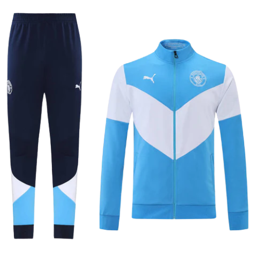 CONJUNTO TREINO MANCHESTER CITY JAQUETA+CALÇA - CELESTE/BRANCO 2021/22