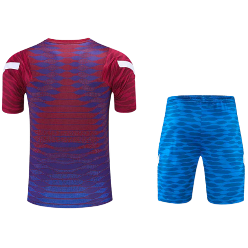 CONJUNTO TREINO BARCELONA CAMISA+SHORT - GRENÁ/AZUL 2022/23