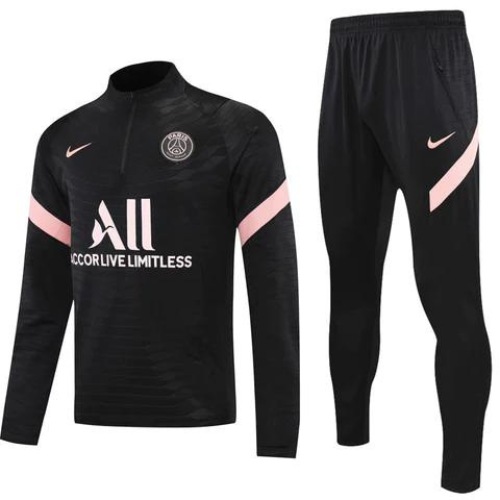 CONJUNTO TREINO PSG JAQUETA+CALÇA - PRETO/ROSA 2021/22