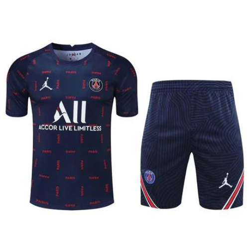 CONJUNTO TREINO PSG CAMISA+SHORT - AZUL XADREZ 2021/22