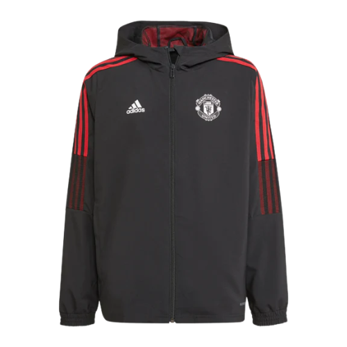 JAQUETA COM CAPUZ PRETA-VERMELHA MANCHESTER UNITED 2021/22