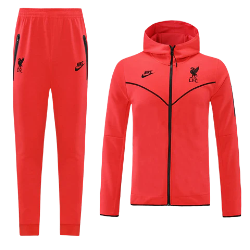 CONJUNTO TREINO LIVERPOOL JAQUETA COM CAPUZ+CALÇA - LARANJA 2022/23