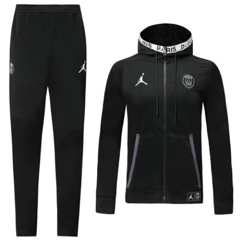 CONJUNTO TREINO COM CAPUZ PSG JAQUETA+CALÇA - TOTAL BLACK 2021/22