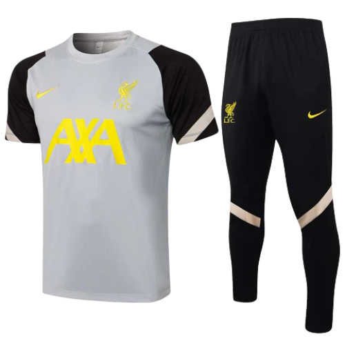 CONJUNTO TREINO LIVERPOOL CAMISA+CALÇA - CINZA/AMARELO 2022/23