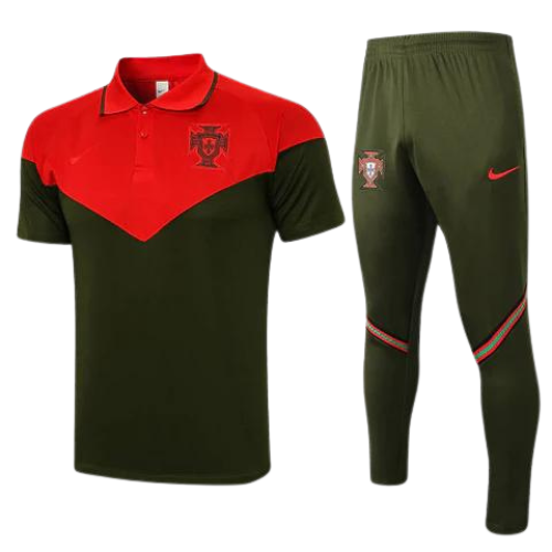 CONJUNTO TREINO PORTUGAL PÓLO+CALÇA - CINZA/VERMELHO 2022/23