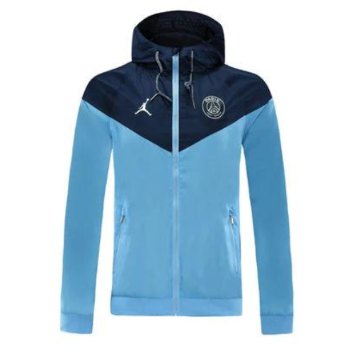 JAQUETA AZUL CLARO COM CAPUZ CORTA VENTO PSG X 2021/22