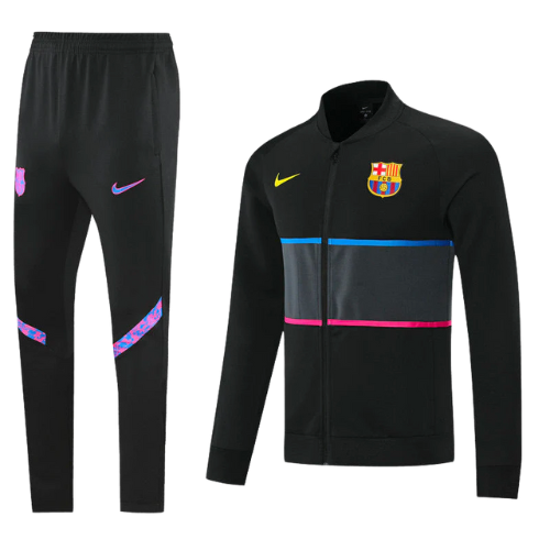 CONJUNTO TREINO BARCELONA JAQUETA+CALÇA - PRETO/ROXO 2022/23