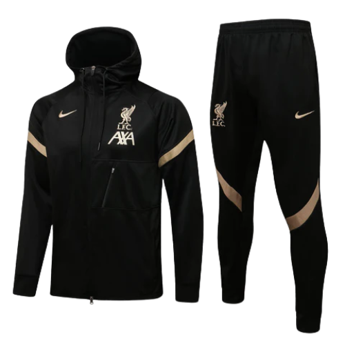 CONJUNTO TREINO LIVERPOOL MOLETOM+CALÇA - PRETO 2021/22