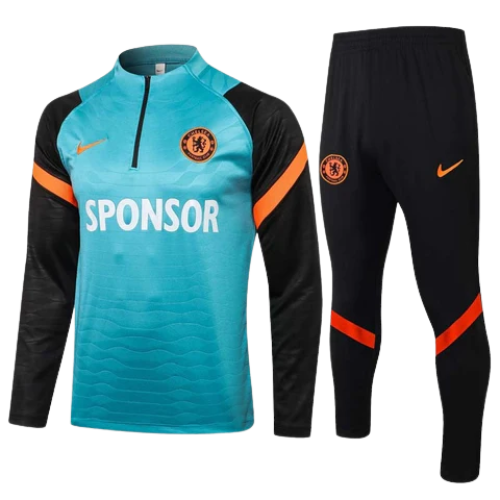 CONJUNTO TREINO CHELSEA JAQUETA+CALÇA - AZUL CLARO/PRETO 2021/22