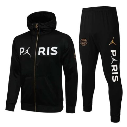 CONJUNTO TREINO COM CAPUZ PSG "PARIS" JAQUETA+CALÇA - PRETO 2022/23
