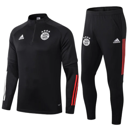 CONJUNTO TREINO BAYERN DE MUNIQUE JAQUETA+CALÇA PRETO/BRANCO 2021/22