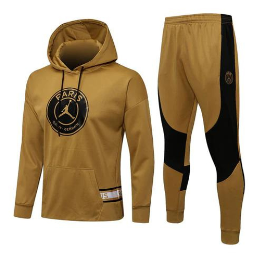 CONJUNTO TREINO COM CAPUZ PSG "PARIS" MOLETOM+CALÇA - DOURADO 2021/22