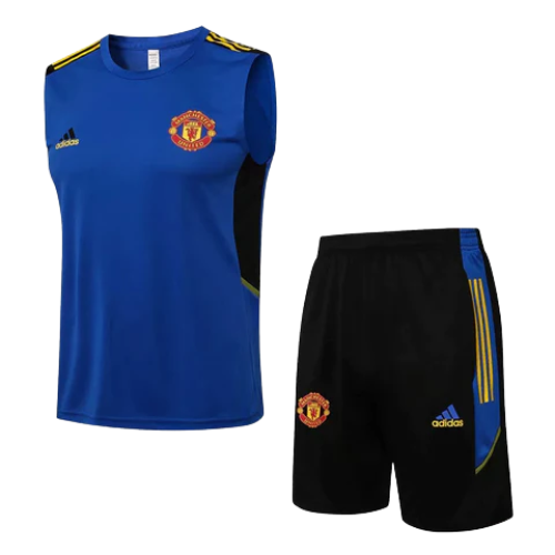 CONJUNTO TREINO MANCHESTER UNITED REGATA+SHORT - AZUL 2021/22