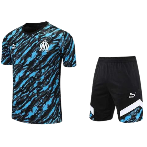CONJUNTO TREINO MARSELHA CAMISA+SHORT - PRETO/AZUL 2023/24