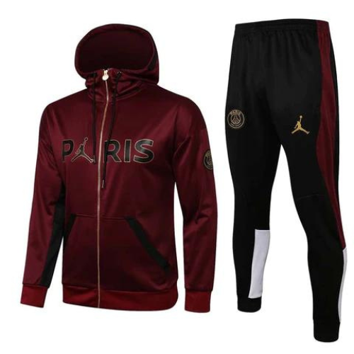 CONJUNTO TREINO PSG COM CAPUZ "PARIS" JAQUETA+CALÇA - ROUGE 2021/22
