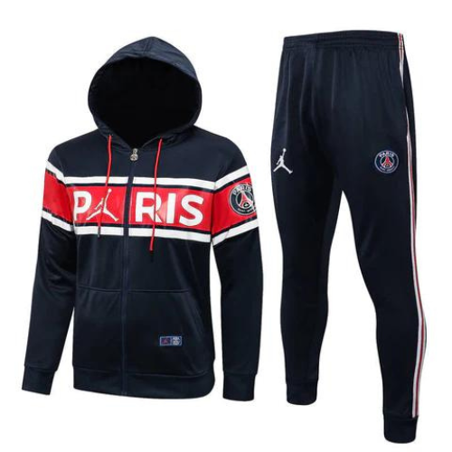CONJUNTO TREINO PSG MOLETOM+CALÇA - AZUL LISTRADO VERMELHO 2023/24