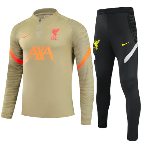 CONJUNTO TREINO LIVERPOOL JAQUETA+CALÇA - DOURADO/LARANJA 2021/22