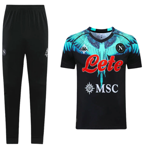 CONJUNTO TREINO NAPOLI CAMISA+CALÇA - PRETO 2023/24