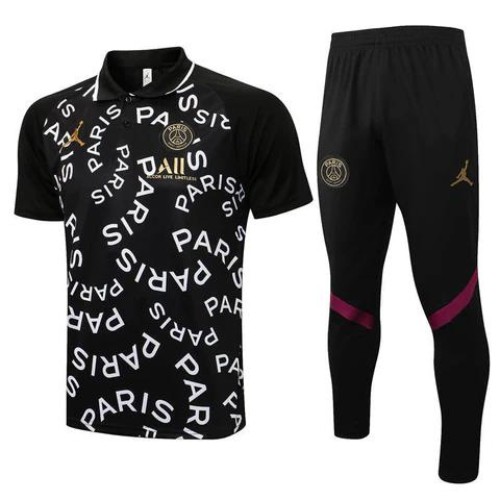 CONJUNTO TREINO PSG "PARIS" PÓLO+CALÇA - PRETO 2021/22