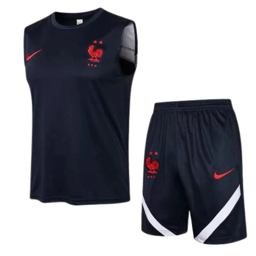 CONJUNTO TREINO FRANÇA REGATA+SHORT - PRETO 2022/23