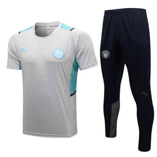 CONJUNTO TREINO MANCHESTER CITY CAMISA+CALÇA - BRANCO 2021/22
