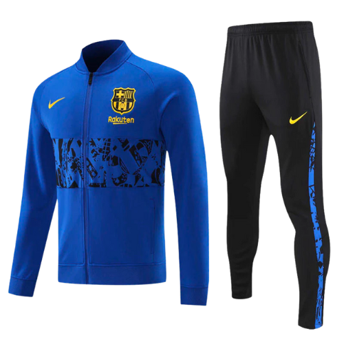 CONJUNTO TREINO COM ZIP BARCELONA JAQUETA+CALÇA - AZUL 2023/24