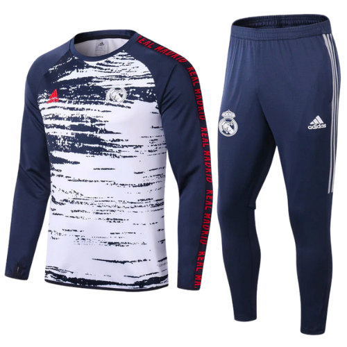 CONJUNTO TREINO REAL MADRID CAMISA MANGA LONGA+CALÇA - BRANCO DEGRADÉ 2022/23