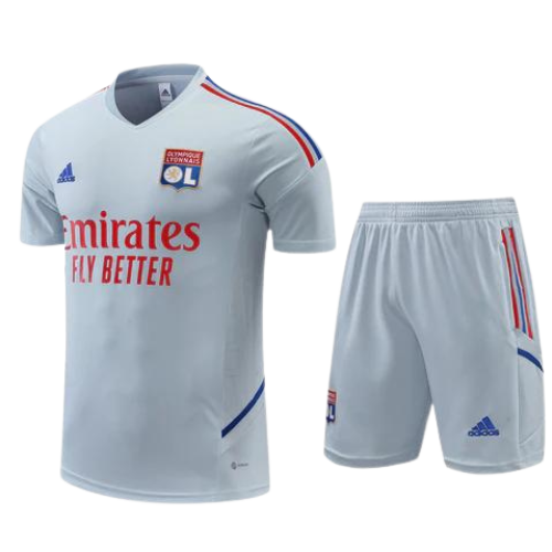 CONJUNTO TREINO OLYMPIQUE LYON CAMISA+SHORT - BRANCO 2023/24