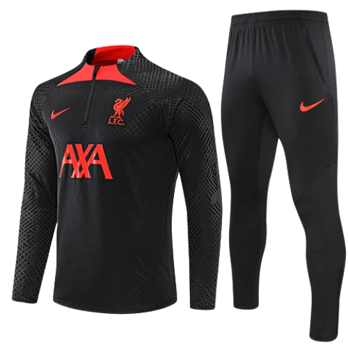 CONJUNTO TREINO LIVERPOOL JAQUETA+CALÇA - PRETO/VERMELHO 2022/23