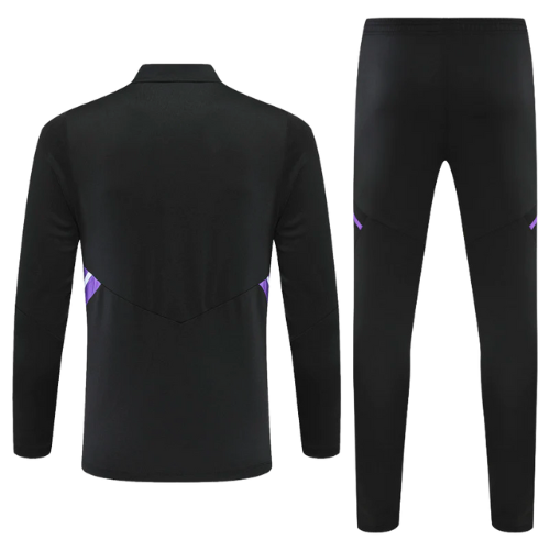 CONJUNTO TREINO REAL MADRID JAQUETA+CALÇA - PRETO/ROXO 2022/23