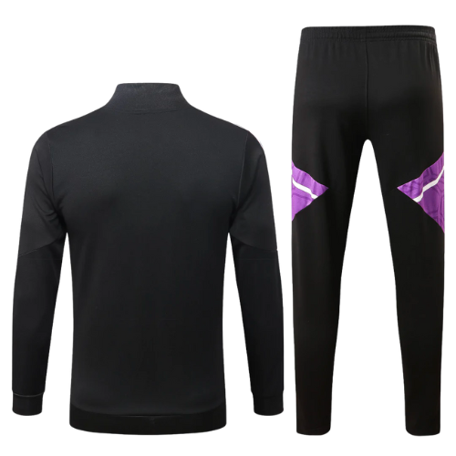 CONJUNTO TREINO COM ZIP REAL MADRID JAQUETA+CALÇA - PRETO/ROXO 2022/23