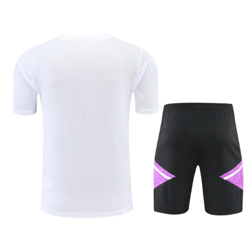 CONJUNTO TREINO REAL MADRID CAMISA+SHORT- BRANCO/ROXO 2021/22