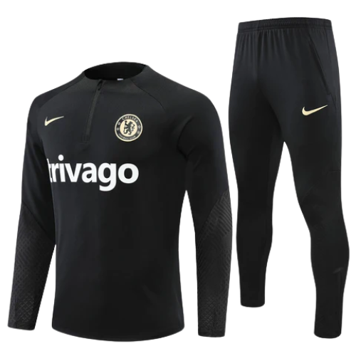 CONJUNTO TREINO CHELSEA JAQUETA+CALÇA - PRETO 2022/23