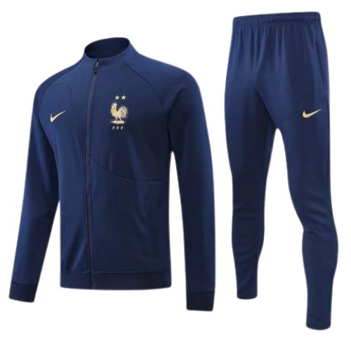 CONJUNTO TREINO COM ZIP FRANÇA JAQUETA+CALÇA - AZUL 2022/23