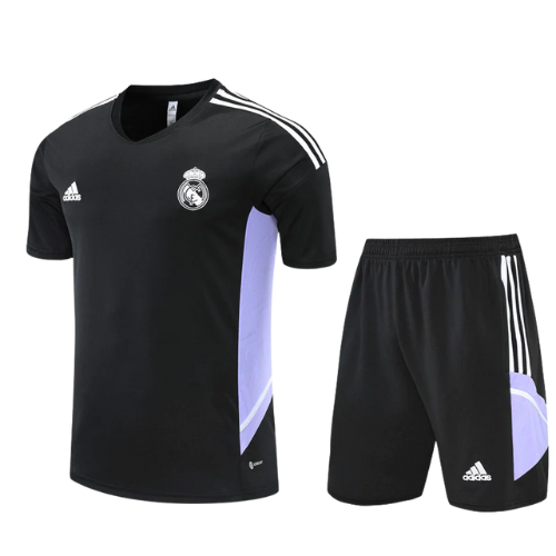 CONJUNTO TREINO REAL MADRID CAMISA+SHORT - PRETO 2022/23