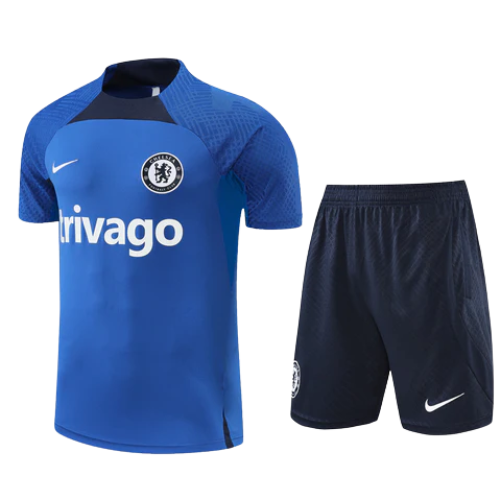 CONJUNTO TREINO CHELSEA CAMISA+SHORT - AZUL 2022/23
